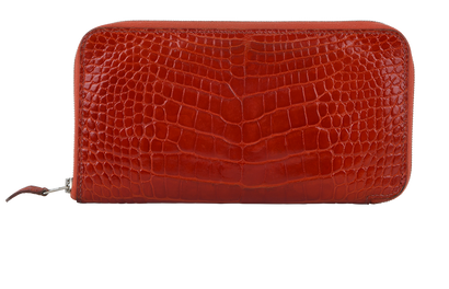 Hermes Azap Classique Wallet In Alligator Rouge De Coeur, front view